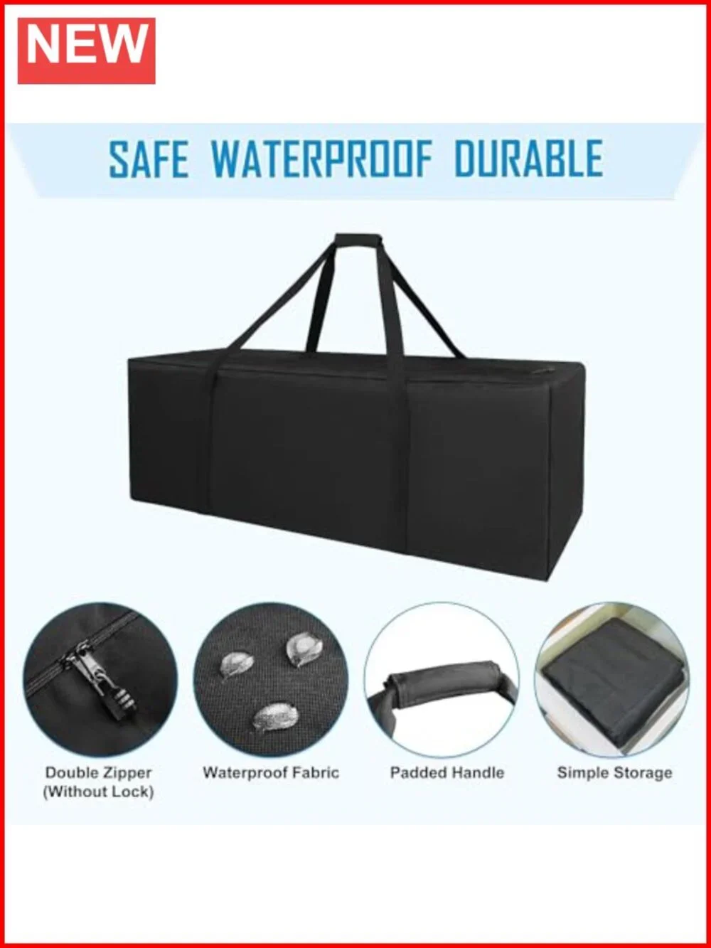155L Water-Resistant Travel Duffel Bag with Heavy-Duty Lockable Zippers, 42 Inch
